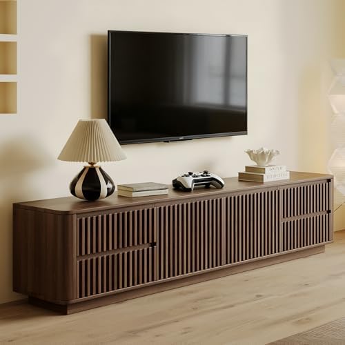 86.61" Mid Century Modern TV Stand for TVs up to 85"(Walnut) by MUXIAOYU