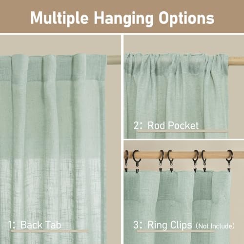 LAMIT Short Kitchen Linen Curtains 24 Inch Length for Small Windows - Image 3