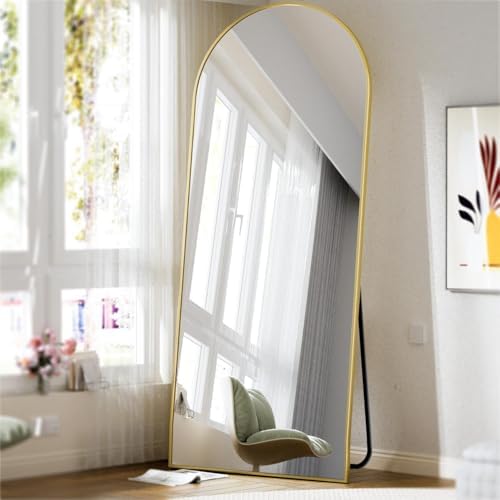 BEAUTYPEAK 71" x 26" Arch Full-Length Mirror with Stand, Gold by BEAUTYPEAK
