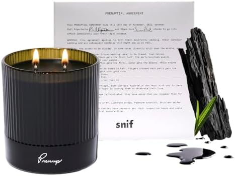 Prenup Luxury Scented Candle by Snif, Musky and Smooth Scent, 50+ Hours, 100% Cotton Fiber Wicks, Soy Wax Blend, Non-Toxic, Vegan, 8.5 oz by Snif