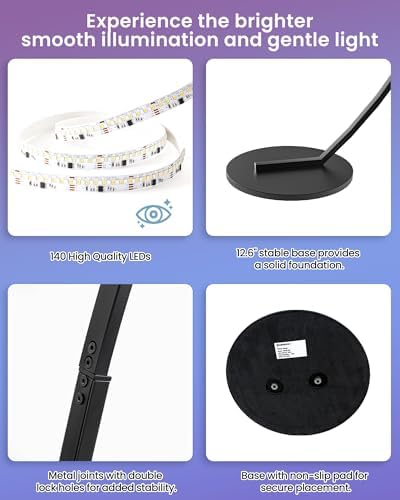 75" RGBW Corner Floor Lamp, Dimmable Arc Lamp with Remote & Foot Control - Image 7