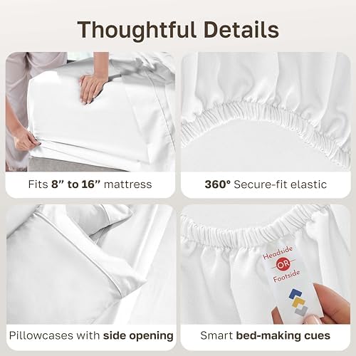California Design Den Soft 100% Cotton Sateen Full Sized Bed Sheets Set - Image 5