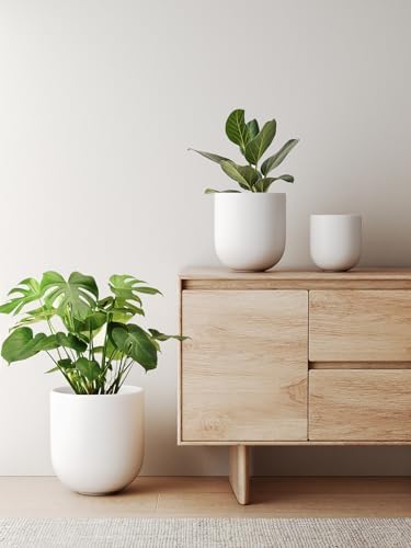 LE TAUCI 10 Inch Plant Pot, Ceramic Pots for Plants, White - Image 4