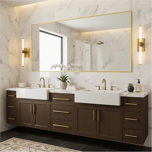 FICTOR Bathroom Vanity Mirror for Over Sink, 60" x 36", Gold - Image 6