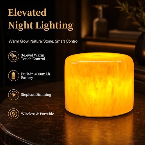 AOPO Natural Marble Cordless Touch Rechargeable Table Lamp Night Light - Image 4
