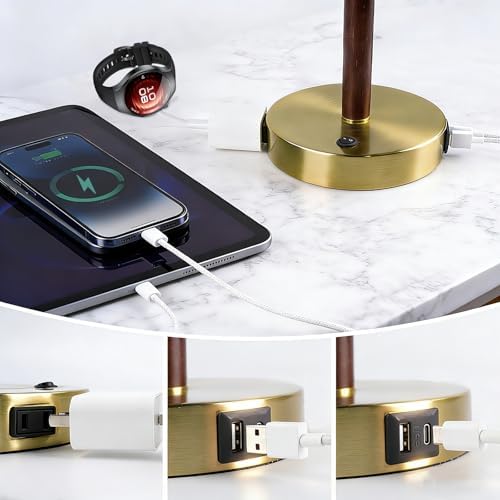 Table Lamp for Bedroom with USB & AC Outlet, Bulb Not Included - Image 2