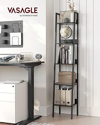 VASAGLE Bookshelf, 5-Tier Narrow Bookcase, Ladder Shelf - Image 2