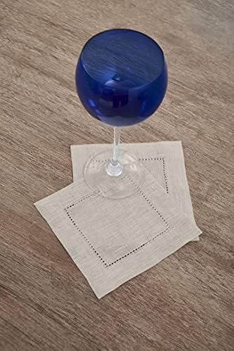 Solino Home 100% Linen Cocktail Napkins Light Natural, 6 x 6 in, Set of 12 - Image 2