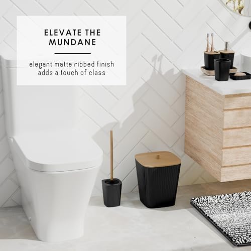 Clara Clark Bathroom Accessories Set - Bathroom Set, Bathroom Sets with Shower Curtain and Rugs, Shower Curtain Set with Bathroom Trash Can - Ombre Black - 22PC - Image 7