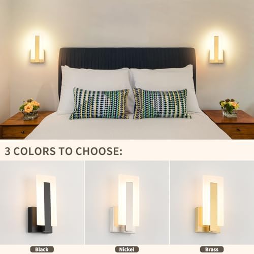 Joosenhouse Modern LED Wall Sconce Set of 2, Brass Warm White Light Wall Sconce 3000K, Hardwired Up and Down Wall Mount Light for Hallway, Bedroom, Study, Living Room Indoor Wall Light - Image 4