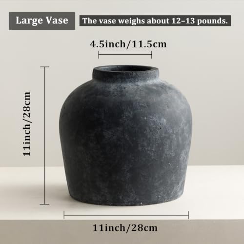 Large Ceramic Vase, Rustic Farmhouse Terracotta Flower Vase for Home Decor - Image 2