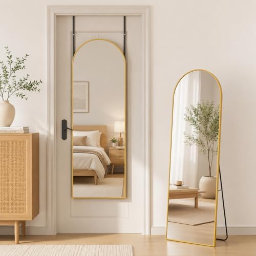 Antok 56" x14” Arched Full Length Mirror, Floor Mirror with Stand,Gold by AntokMirror