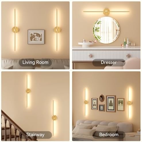 Battery Operated Wall Sconces Set of 2, Remote Control, 8000mAh, Gold - Image 7