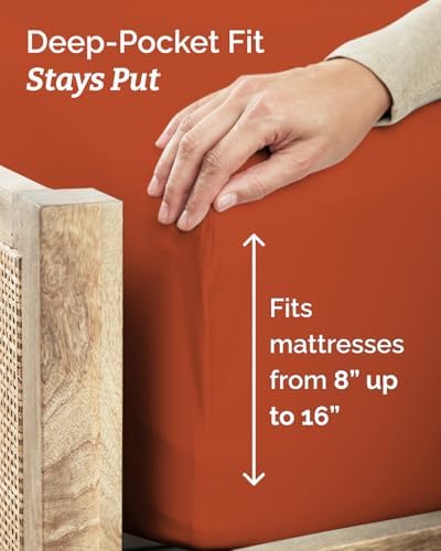Twin XL 3 Piece Sheet Set - College Dorm Room Essentials - Terracotta - Image 4