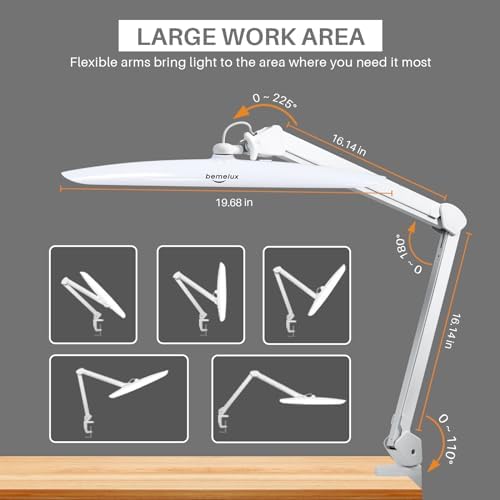 20-Inch LED Desk Lamp with Clamp, 24W 2200LM, Protected Arm, White - Image 3