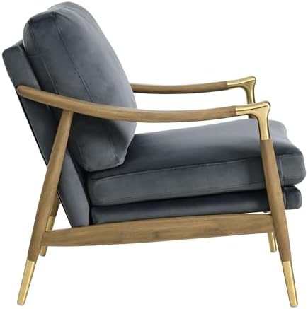 Modway Langford Stain-Resistant Performance Velvet Armchair – Mid Century Modern Velvet Chair with Wood Frame – Upholstered Accent Chair for Living Room or Bedroom - Image 6