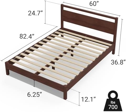 LIFEMENT Signature Wood Platform Bed Frame with Headboard, Essential, Noise Free, Under Bed Storage, No Box Spring Needed, Easy Assembly (Walnut, Queen (U.S. Standard)) - Image 2