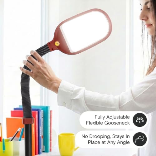Brightech Litespan - Bright LED Floor Reading Lamp for Over Chair Crafts and Reading, Estheticians' Light for Lash Extensions, Adjustable Standing Lamp for Living Room, Bedroom, Office - Red - Image 3