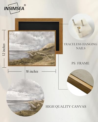 InSimSea Framed Canvas Wall Art Vintage Decor, Coastal Wall Art Danish Coast Nature Scenic Art for Bedroom, Wall Paintings, Farmhouse Office Bathroom Wall Decorations, 12"x16" - Image 5