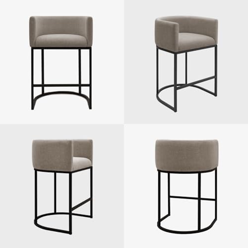 Counter Height Bar Stools, 24 Inch Seat Height Barstools for Dining Room, Fabric Upholstered Bar Chair for Kitchen Island, Linen Counter Stools with Metal Legs, Sand - Image 7