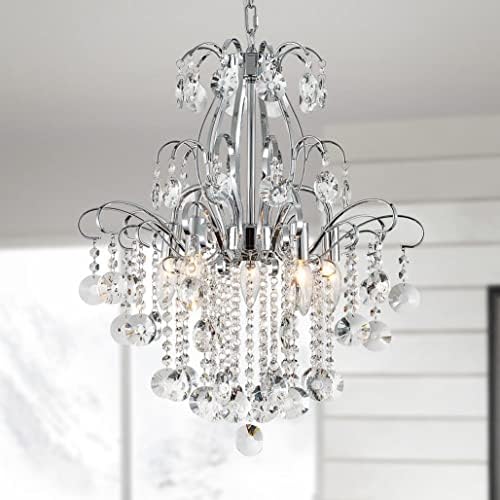 WUZUPS Crystal Chandelier 5-Light Pendant Ceiling Light Modern Lighting Fixture for Bedroom Hallway Bar Kitchen Bathroom, H 22.6'' x W 19.2'', E12 Base, Chrome by WUZUPSNEWARRIVALCHANDELIERS