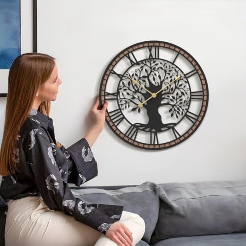 Micasso Large Wall Clock Decorative: 18 Inch Tree of Life Battery Operated - Image 5
