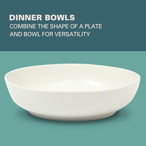 Gibson Home Lindendale 16 Piece Porcelain Ceramic Plates and Bowls Dishes Scratch and Chip Resistant Service for 4 Dinnerware Set - White - Image 5