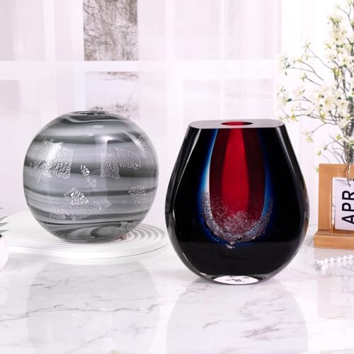 KAMMAK Glass Vase,Colored Hand Blown Decorative Vase - Image 5