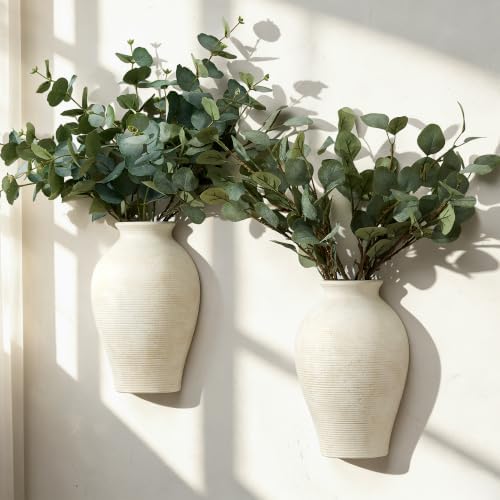 Vanselia 2 Pack Ceramic Wall Vase Home Decor Hanging Planter (11.8" Rustic) by VanseliaHome