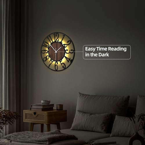20" Silent Wall Clock – Adjustable Night Light, Battery Operated - Image 5