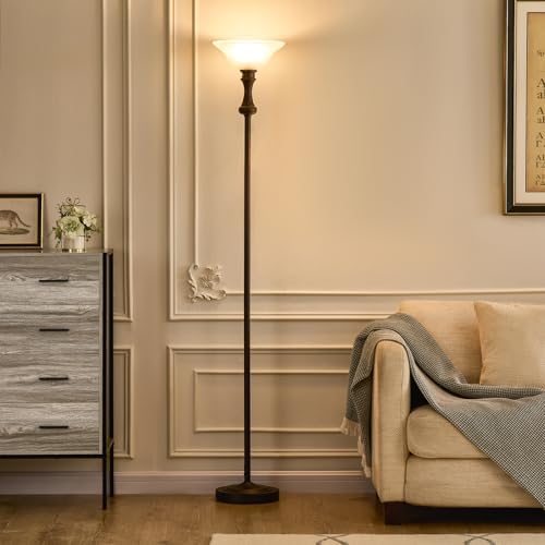 Torchiere Brown Floor Lamp for Living Room with Glass Shade-71IN - Image 3