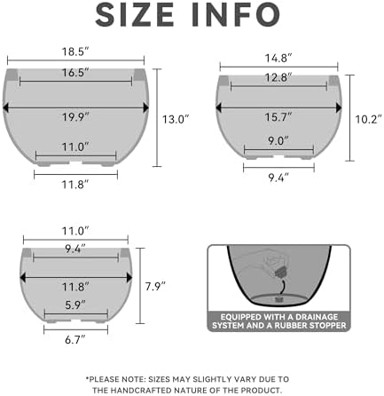Kante Set of 3 White Concrete Bowl Planters 20" 15.7" 11.8" Dia - Image 2