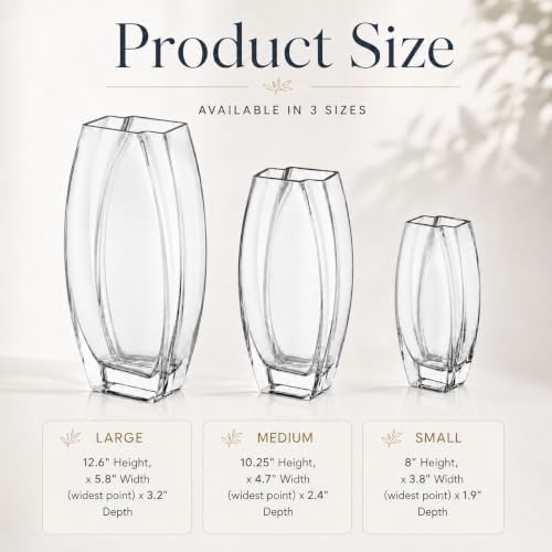 Glass - Vase - Clear - 10.25" Height - Heavy Durable - Made in Europe - by Barski - Image 6