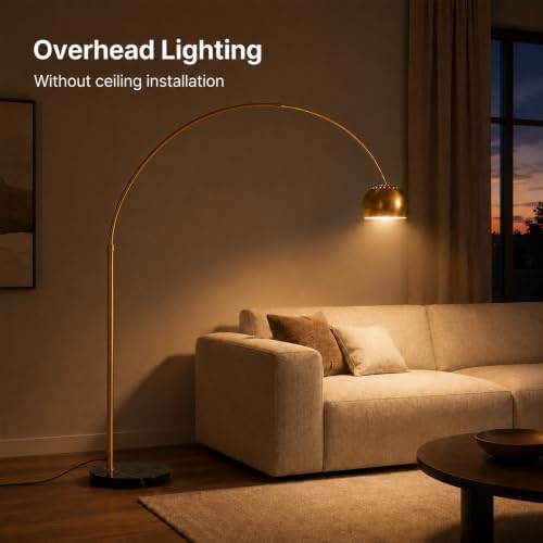 82IN Gold Arc Floor Lamp with Marble Base＆3 Color Temperatures - Image 2