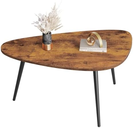 WLIVE Oval Coffee Tables, Modern Coffee Table for Living Room, Coffe Table for Small Space Home Office, Easy Assembly, 33.5" W x 18.9" D x 18.7" H, Rustic Brown by WLIVE