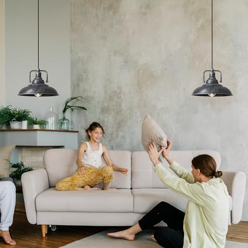 Black and Silver Pendant Light 12.5 inches 3 Packs, Farmhouse Pendant Light, Industrial Pendant Light, Kitchen Pendant Lights, Pendant Lights Kithen Island for Bedroom; Living Room; Kitchen - Image 4