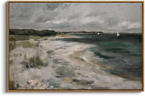 InSimSea Framed Canvas Wall Art, Seaside Landscape Painting Prints, Coastal Wall Art, Modern Farmhouse & Rustic Decor for Living Room & Bedroom, French Country Style, 24"x36" by InSimSeaArt