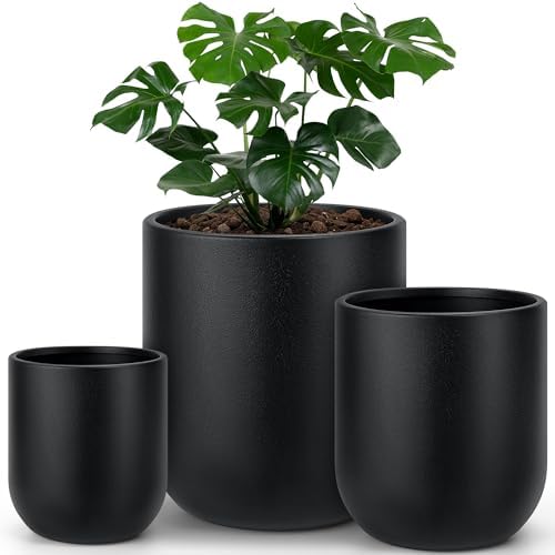homenote 13/11.5/10 Inch Large Plastic Flower Pots with Drainage (3 Pcs) by HOMENOTE