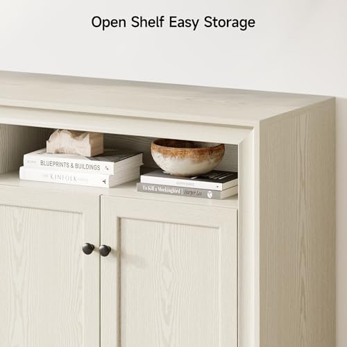 ONBRILL 60 Inches Sideboard Buffet Cabinet with Storage and 4 Doors, White - Image 5
