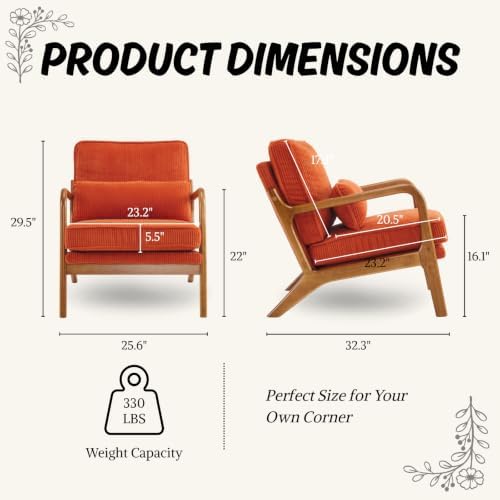 Karl home Mid-Century Modern Accent Reading Chair, Orange - Image 2