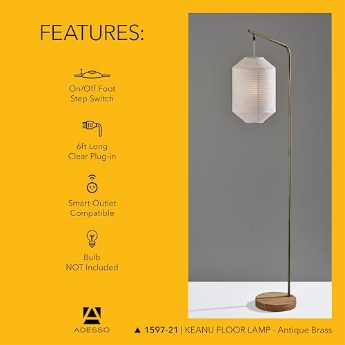 Antique Brass Floor Lamp - Keanu - Image 6