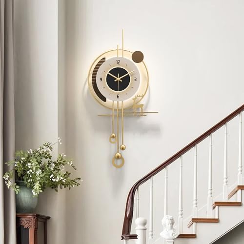Modern Wall Clock for Living Room,Large Gold Decorative Wall Clock with Light,Creative Silent Clock Battery Operated for Kitchen/Entryway/Bedroom/Office/Dinning Room Metal Wall Decor - Image 2