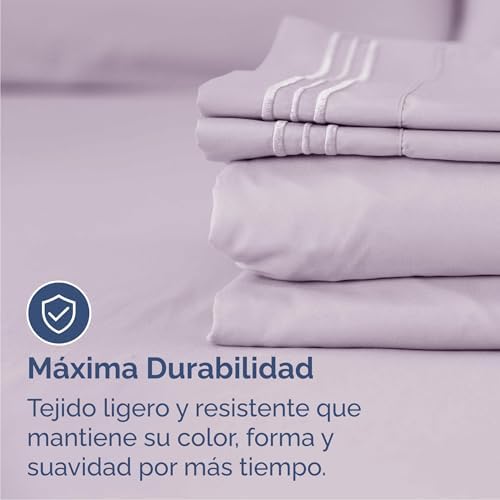 Cal King Size 4 Piece Sheet Set - Breathable & Cooling - Light Lavender - Image 5