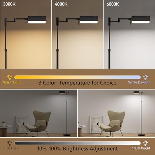 SUNMORY Dimmable LED Pharmacy Floor Lamps, 16W/1500LM Bright Reading Lamp - Image 2