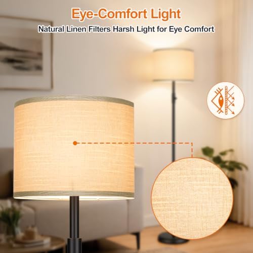 Floor Lamp Simple Design with Shade, Small Tall Lamps for Living Room Bedroom Office Dining Room Kitchen-Black - Image 5