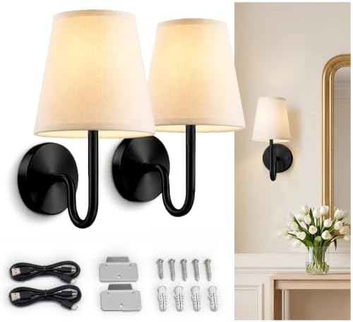 Bell+Howell 2 Pk Rechargeable Wall Sconces Set of Two - Black by BellHowell