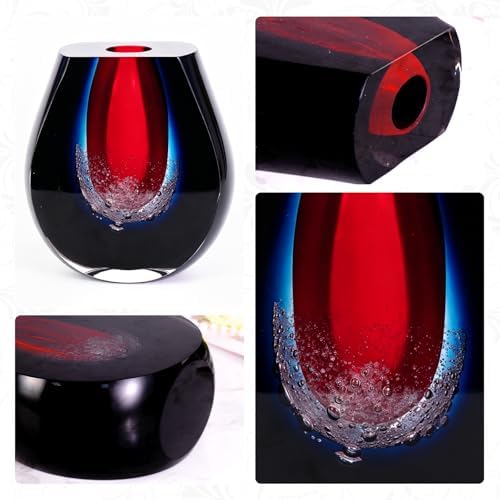KAMMAK Glass Vase,Colored Hand Blown Decorative Vase - Image 4