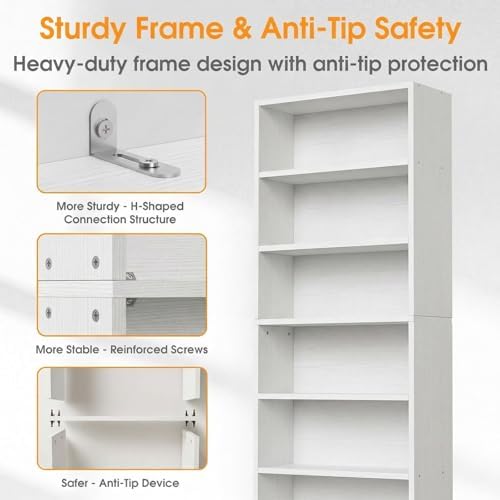Sweetcrispy 6 Shelf Bookcase Open Display Bookshelf Storage Organizer - Image 6