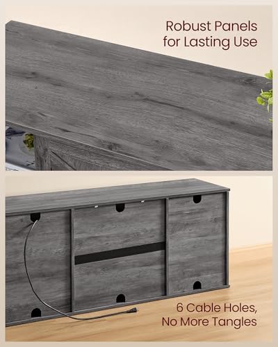 VASAGLE Farmhouse TV Stand for 65'' TV, Media Console, Sliding Barn Doors - Image 5