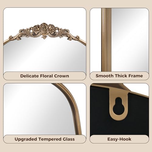 24"x36" Vintage Gold Arched Wall Mirror - Image 3